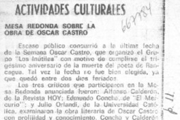 Mesa redonda sobre la obra de Oscar Castro.