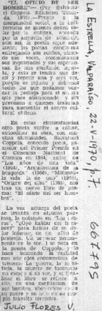 El oficio de ser hombre"  [artículo] Julio Flores V.