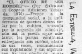 El oficio de ser hombre"  [artículo] Julio Flores V.