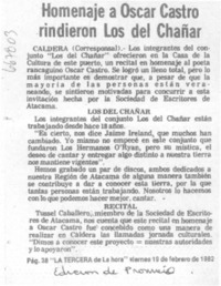 Homenaje a Oscar Castro rindieron los del Chañar.
