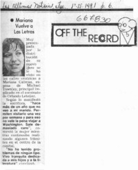 Mariana vuelve a las letras.  [artículo]