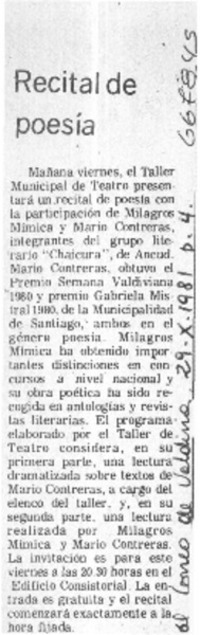 Recital de poesía.  [artículo]