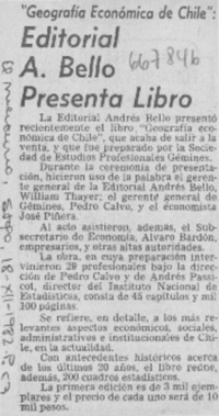 Editorial A. Bello presenta libro.