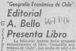 Editorial A. Bello presenta libro.