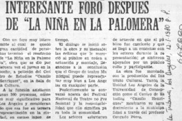 Interesante foro después de "La niña en la palomera".  [artículo]