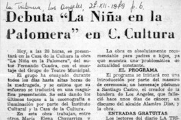 Debuta "La niña en la palomera" en C. Cultura.  [artículo]