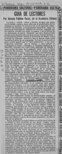 Guía de lectores  [artículo] Hernán Poblete Varas.