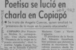 Poetisa se lució en charla en Copiapó