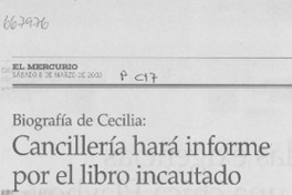 Cancillería hará informe por el libro incautado