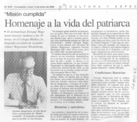Homenaje a la vida del patriarca