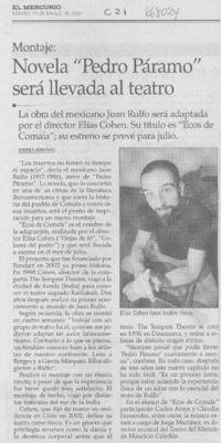 Novela "Pedro Páramo" será llevada al teatro