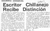 Escritor chillanejo recibe distinción.  [artículo]