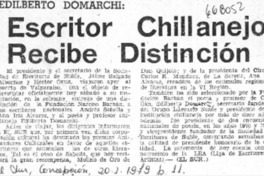 Escritor chillanejo recibe distinción.  [artículo]