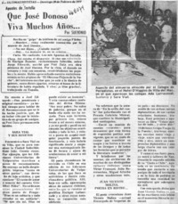 Que José Donoso viva muchos años...  [artículo] Suetonio.