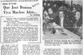 Que José Donoso viva muchos años...  [artículo] Suetonio.