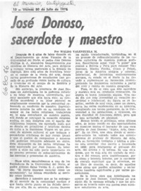 José Donoso, sacerdote y maestro