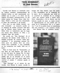 Este domingo", de José Donoso.  [artículo]