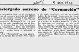 Portergado estreno de "Coronación".  [artículo]