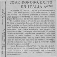 José Donoso, éxito en Italia.  [artículo]