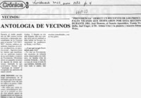 Antología de vecinos : [entrevista] [artículo]