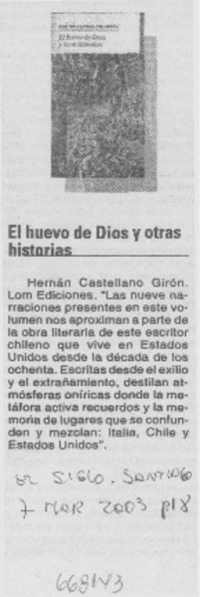 El Huevo de Dios y otras historias.
