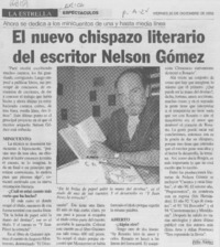 El nuevo chispazo literario del escritor Nelson Gómez