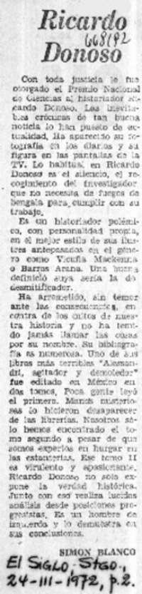 Ricardo Donoso.  [artículo]