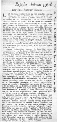 Reptiles chilenos  [artículo] Luis Enrique Délano.