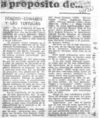 Donoso-Edwards y las tertulias.  [artículo]
