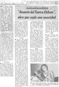 Anuario del teatro chileno, obra que suple una necesidad