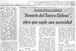 Anuario del teatro chileno, obra que suple una necesidad