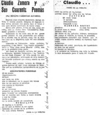 Claudio Zamora y sus cuarenta poemas