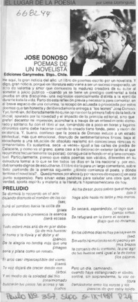 José Donoso. Poemas de un novelista