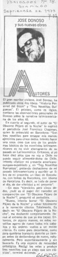 José Donoso y sus nuevas obras