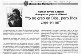 Yo no creo en Dios, pero Dios cree en mí"  [artículo]