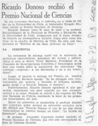 Ricardo Donoso recibió el Premio Nacional de Ciencias