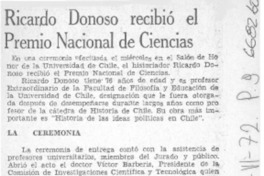 Ricardo Donoso recibió el Premio Nacional de Ciencias