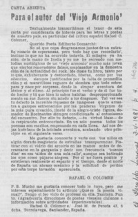 Para el autor del "Viejo armonio"