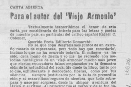 Para el autor del "Viejo armonio"