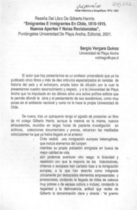 Emigrantes e inmigrantes en Chile, 1810-1915. Nuevos aportes y notas revisionistas"