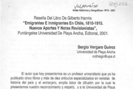 Emigrantes e inmigrantes en Chile, 1810-1915. Nuevos aportes y notas revisionistas"