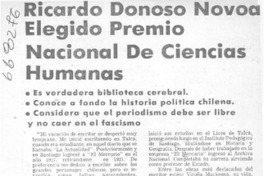 Ricardo Donoso Novoa elegido Premio Nacional de Ciencias Humanas