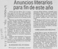 Anuncios literarios para fin de este año.