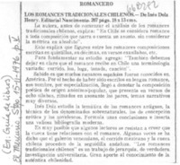 Los Romances tradicionales chilenos