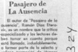 Pasajero de la ausencia  [artículo] Gonzalo Drago.