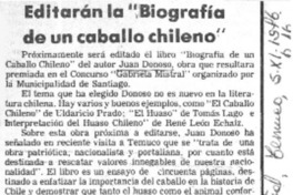 Editarán la "Biografía de un caballo chileno".  [artículo]