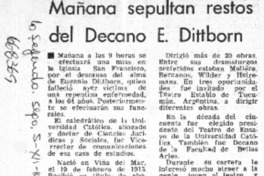 Mañana sepultan restos del decano E. Dittborn.