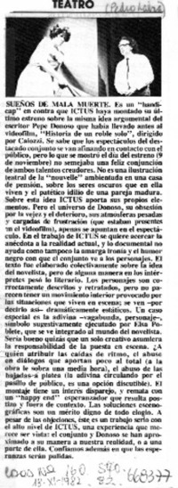 Sueños de mala muerte  [artículo] Pedro Labra.