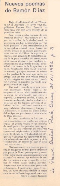 Nuevos poemas de Ramón Díaz
