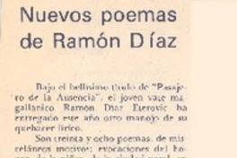 Nuevos poemas de Ramón Díaz